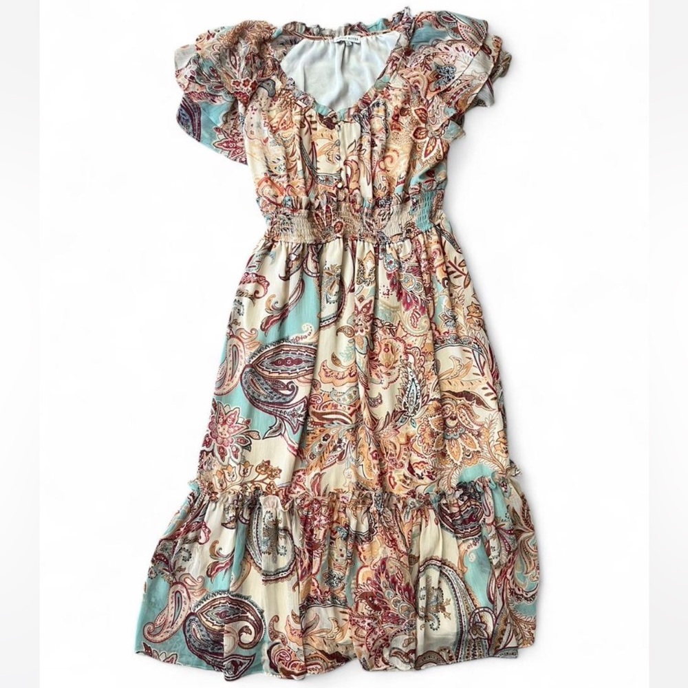 Anthropologie Moon River Midi Floral Paisley Print Dress